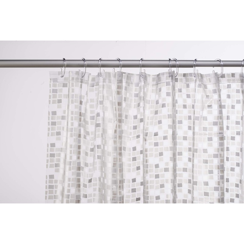 Croydex AE543440 Silver Mosaic Fully Waterproof PVC Shower Curtain, 1800