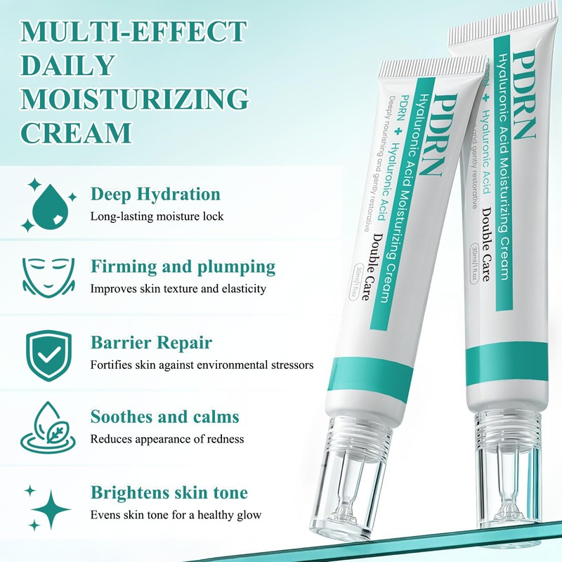 2 Pcs 100+ PDRN Hyaluronic Acid Cream,Lightweight Non-greasy PDRN Cream,Skin