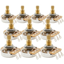 Musiclily Pro HD B25K Pots Brass Metric Split Standard Shaft 9.5mm Linear Taper Potentiometers for Active Pickups Electric Guitar Bass (Set of 10)