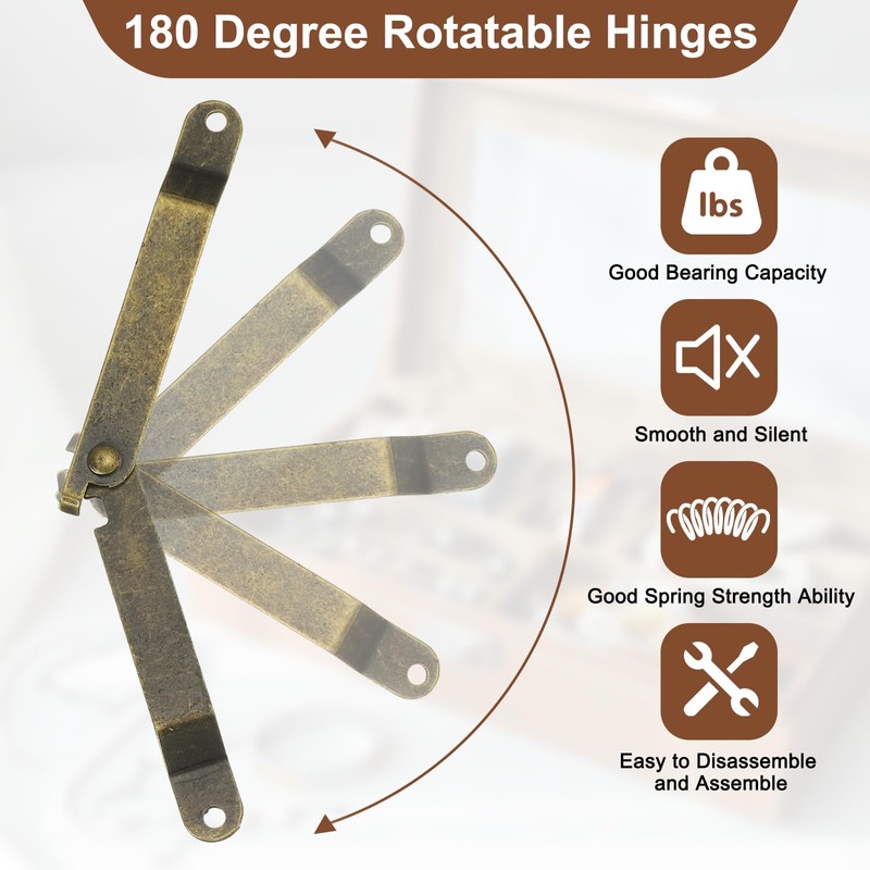 sourcing map 2Pcs 5.63"x0.43" Folding Support Lid Hinges, Lift Up