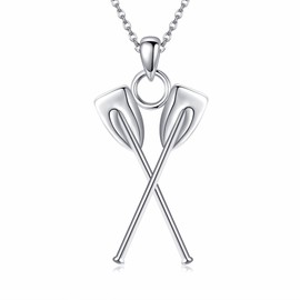 JERWLI Rowing Necklace 925 Sterling Silver Rowing Crew Pendant Jewelry Gifts for Women Rower