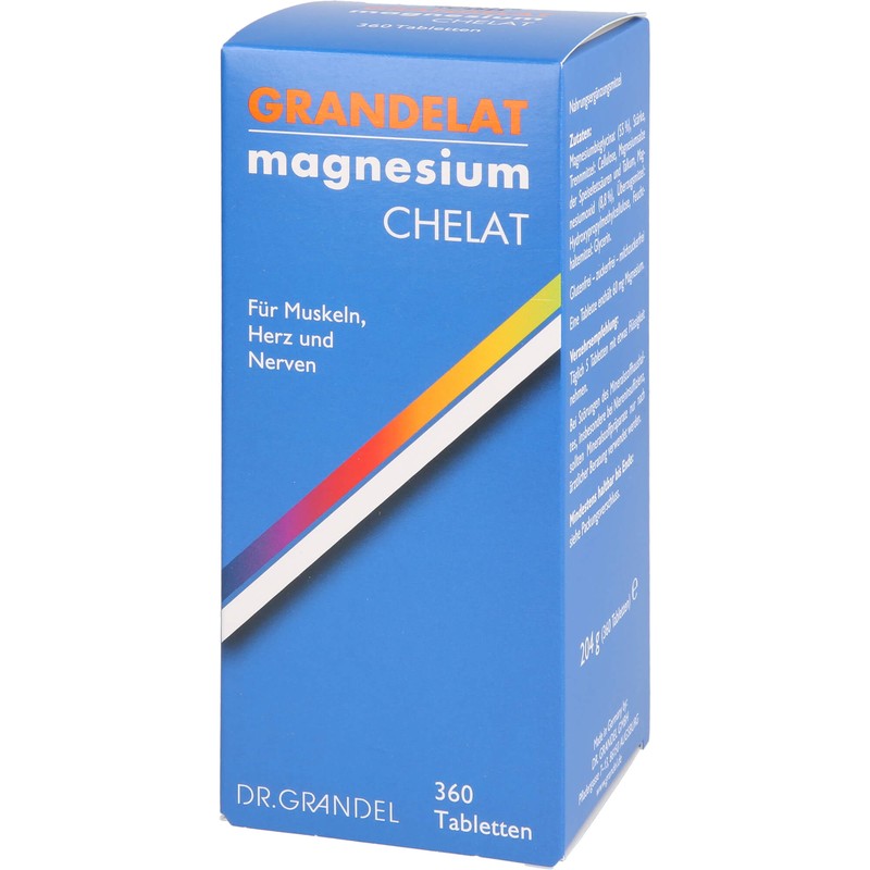Grandelat Magnesium Chelat Tabletten für Muskeln, Herz und Nerven, 360