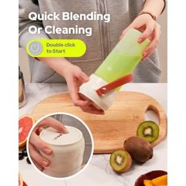 IHOM Portable Blender, Rechargeable Cordless Portable Blender for Shakes and Smoothies,10.5Oz BPA-Free Mini Blender,30 Watts, Single Serve Blender Cup for Kitchen, Gym, Travel, Office (Cream White)