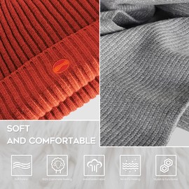 JPP 100% Merino Wool Knitt Scarf Beanie Hat Set, Cashmere Feel, Stylish Solid Colored Winter Scarf, for Women, Wife, Dad, Couple, Friend, Red