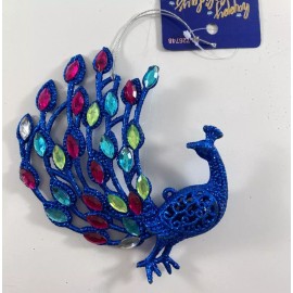 Momentum Brands NOS Momentum Brands 5.5 in Blue Glitter Peacock Embellished Ornament