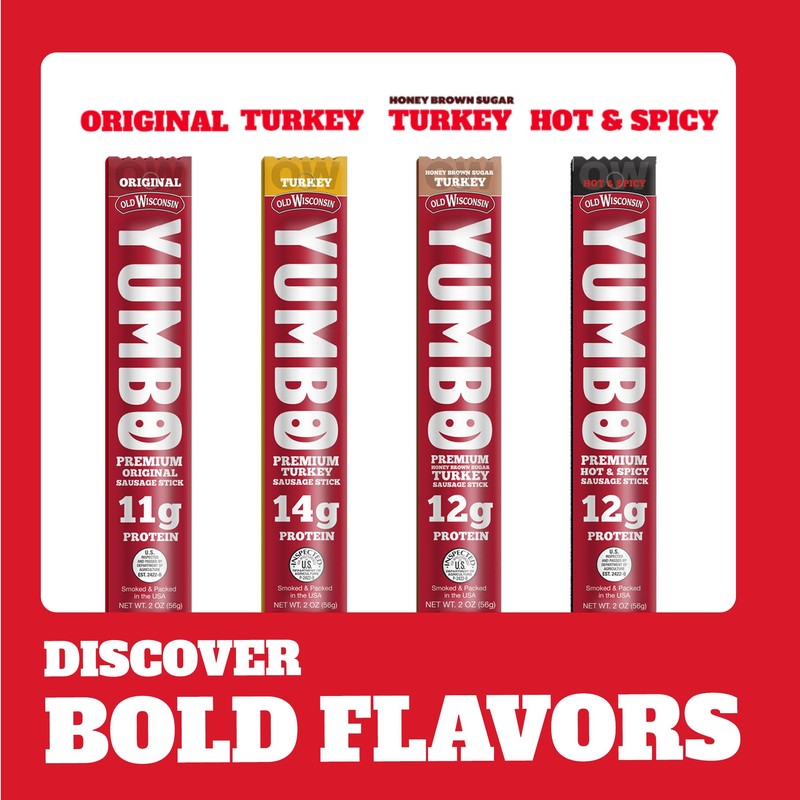 Old Wisconsin Yumbo Summer Sausage Snack Sticks, Ready to Eat,