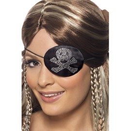 Pirates Eyepatch, Black and Silver, Diamante