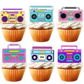 S-Cp-0273Ice Cream Fruit Dessert Cupcake Topper Colorful Glitter Happy Birthday Sensory Pop Game Theme Decor Supplies Baby Shower Boys Girls Birthday Party Decorations