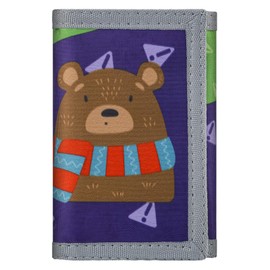 JONYEE Kids Wallet for Boys Girls 3-14, RFID Trifold Novelty Wallet with Zipper and Key Chain, Outdoor Purse with Coin Pocket and ID Window, Card Holders for Toddler Children Gifts -Bear Brown