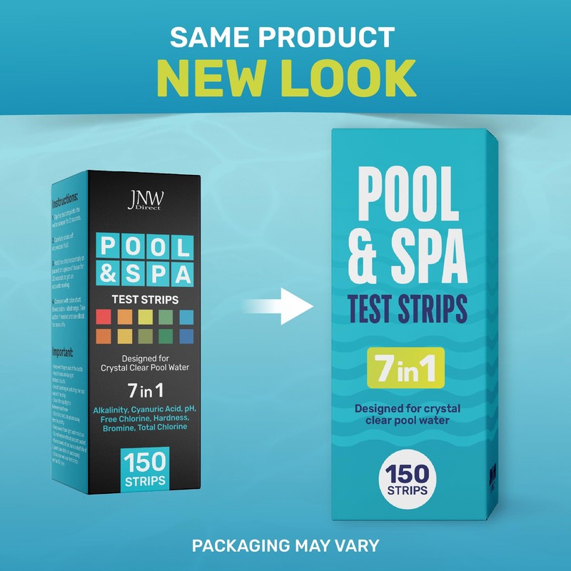 JNW 7-in-1 Pool Test Strips, 150 Quick & Accurate Test