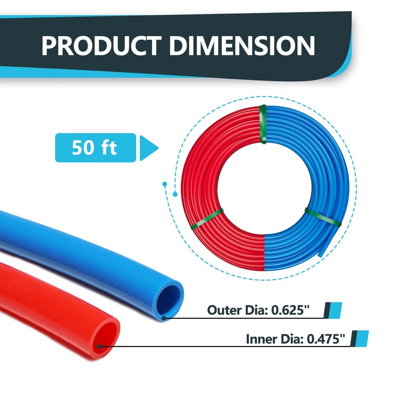 1/2 Inch Seelink Blue & Red PEX-A Pipe, 2 x50
