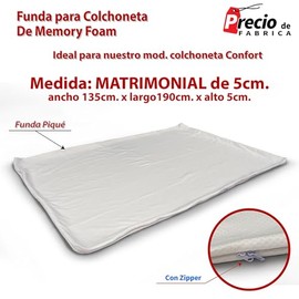 Funda Matrimonial para Colchoneta de Memory Foam                                                                                                      