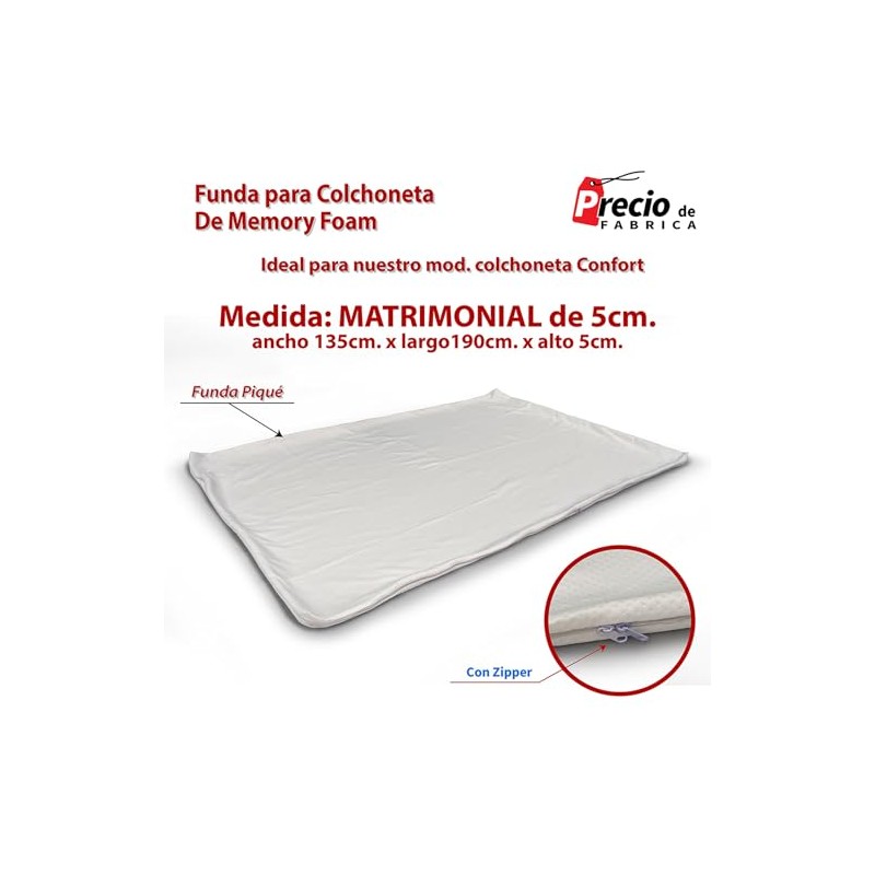 Funda Matrimonial para Colchoneta de Memory Foam