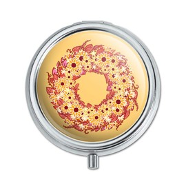 Autumn Fall Wreath Sunflowers Pill Case Trinket Gift Box
