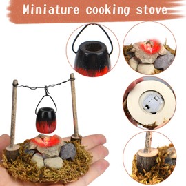 Johiux Gnome Accessories Christmas LED Camp Fire, Miniature City Flame, Mini Campfire Gnome Accessories, Miniature Gnome Accessories, Gnome Fire Pit, Miniature Christmas Campfire Nativity Accessories