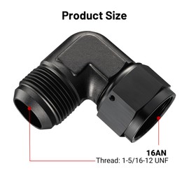 EVIL ENERGY 16AN Female to AN16 Male Flare 90 Degree Swivel Fitting Adapter Aluminum Black