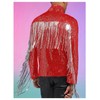 BEAUDRM Men's Fringe Trim Jackets Zip Up Long Sleeve Sequin