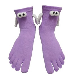 Toe Socks For Women Funny Holding Hands 3d Eyes Novelty Cute Socks-purple