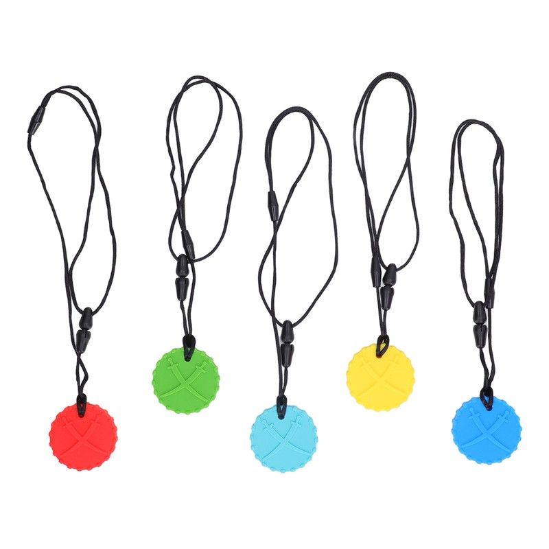 5pcs Teething Toys Silicone Skull Pattern Round Shape 5 Color