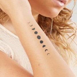 Moon Phase Tattoo - Temporalis® | Temporary Tattoo - Vegan and Waterproof Ink - EU Certified Cosmetics - Lasts 1-2 Weeks