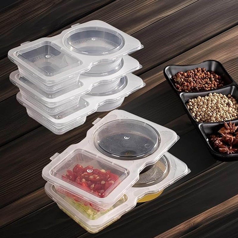40-Count Reusable Plastic Condiment Double Compartment Snack & Sauce with