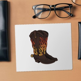 2 x 'Flame Cowboy Boots' Microfibre Lens/Glasses Cleaning Cloths (LC00032312)