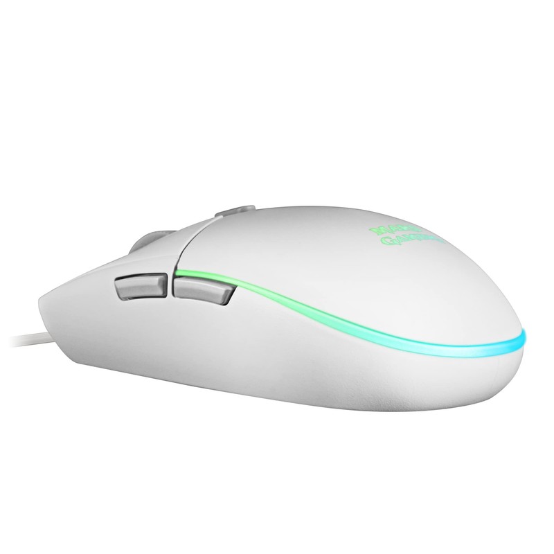MARSGAMING Gaming MMGW White Gaming Mouse RGB Flow Non-Slip Mac/Windows/Linux