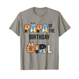 Papa Of The Birthday Girl Party Blue Dog Lover Matching T-Shirt