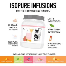 Isopure Isopure Clear Whey Isolate Protein Powder Infusions, Lactose Free, Gluten Free, Naturally Flavored, Pineapple Orange Banana, 20g Protein Per Serving, 1.9 Lb, 36 Servings