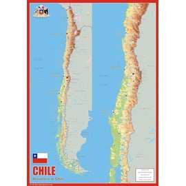 Chile Physical Map - 23.3 x 16.5 Inches - Paper Laminated