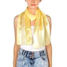 SERENITA Scarfs for women | lightweight soft silky scarves | 60" long satin chiffon stripe solid color neckerchief