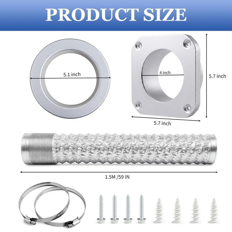 Magnetic Dryer Vent MV-180 Connector Kit with 5FT Hose and