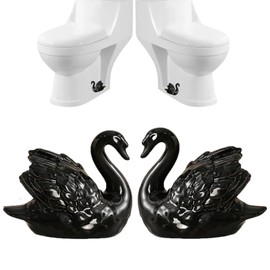 Floor Caps,Toilet Bolt Caps Decorative,Toilet Screw Cover Caps (Black Swan)