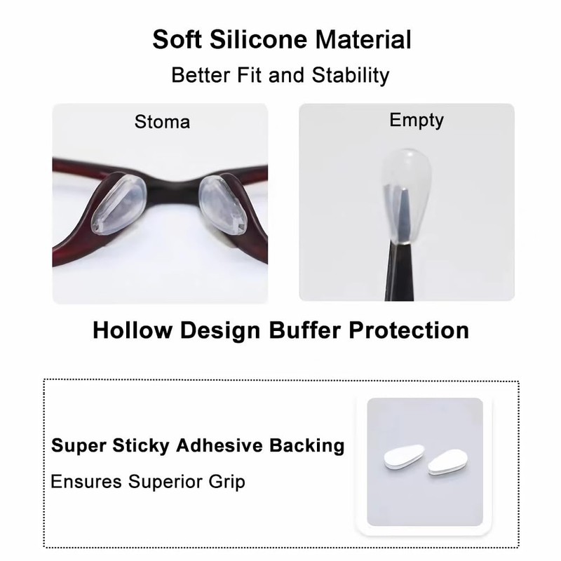 Eyeglass Nose Pads, Soft Silicone Adhesive Nose Pads for Glasses,