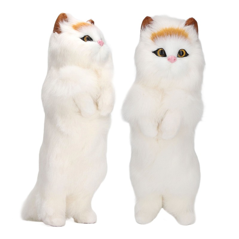 Furry Cat Figurine Realistic Simulated Adorable Lovely Decorative Plush Cat