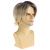 RicHyun Mens Short Layered Blonde Wig Dark Roots Synthetic Halloween