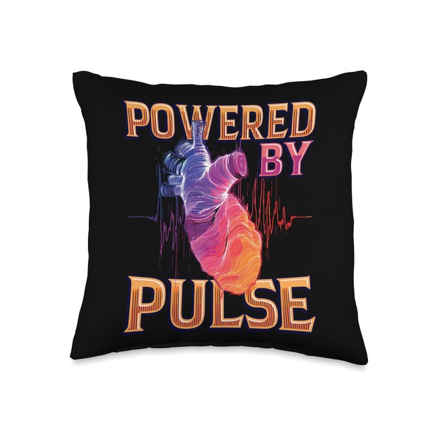 Powered By Pulse Hearth Health Awareness Throw Pillow