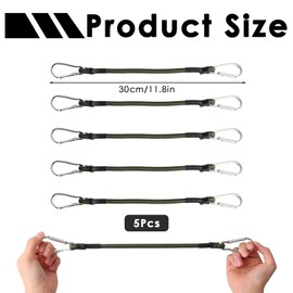 5 Pack Bungee Cords with Carabiner Clips, Short Bungee Cords with Hooks, 30CM Heavy Duty Elastic Rope Suitable for Secure Cargo, Motorcycle, Bicycle, Tent, and Travel Needs