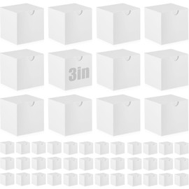 Zhehao 48 Pack White Gift Boxes Small Cardboard Gift Boxes with Lids Bulk 3 x 3 x 3 Inch Square Kraft Paper Cube Box Assemble for Candles Wedding Presents Easy Birthday
