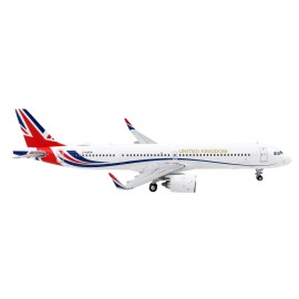 DCD Airbus A321neo Transport Aircraft "Royal Air Force - United Kingdom" White with UK Flag Tail "Gemini Macs" Series 1/400 Diec