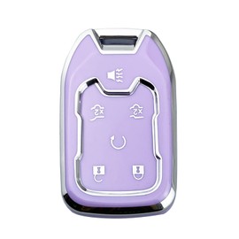 Yuebutor Key Fob Cover Case Compatible with Chevy Silverado Suburban Tahoe GMC Yukon/Yukon XL Terrain Acadia Shell Keychain Protector Accessories (Purple-Single Set)