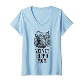 Womens Velvet Hippo Mom Pitbull Dog Owner American Bully Pitbull V-Neck T-Shirt