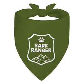 WHTYEFZ Bark Ranger Green Dog Bandana, Funny Puppy Scarf Photo Prop for Outdoor Adventure Hiking Camping Mountain, Funny Spring Summer Puppy Bandana for Pet Lover, Gifts for Ranger, Dog Scouts Scarf