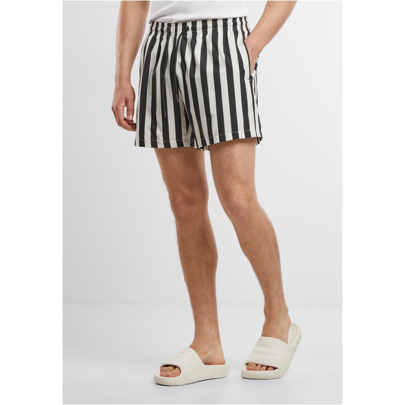 Urban Classics Men's Swim Trunks, Black/off-white, M