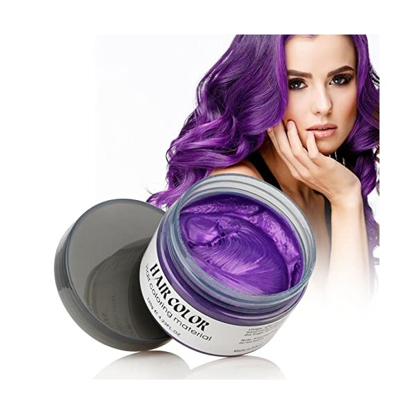 Natural Purple Hair Wax ,EFLY 4.23 oz-Disposable Purple Ash DIY Hairstyle Colors Hair Wax, for Party Cosplay Easy Cleaning (purple)
