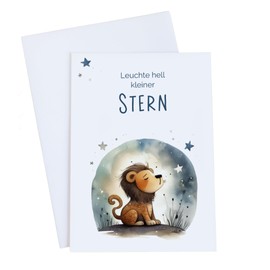 Funeral Card Star Child, Folding Card with Envelope, Lion Stars, Young Powers, Condulence Card, Funeral Funeral