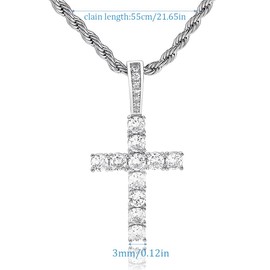 YHIJSR Men's Pendant Cross Necklace Jewellery Full Diamond Cross Necklace Men Women Cross Necklace