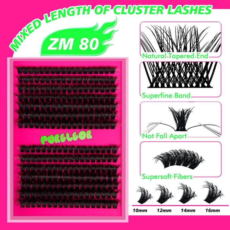 PURELEOR Lash Clusters Kit Fluffy 50D 80D 100D 150D Individual