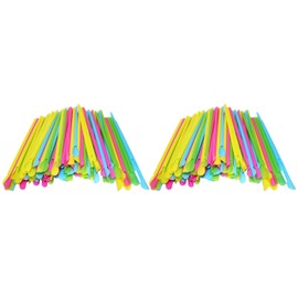 Set of 200 SNO-Cone Straw Spoons! Bright Colors - 8"x.25"- Perfect for Milkshakes, Shaved Ice, Kid's Parties, Root Beer Floats and More!