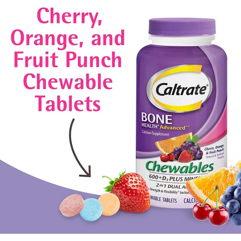 Caltrate 600 mg con Vitamina D3 | Tabletas Masticables Sabor